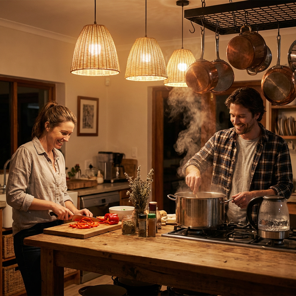 Couple preparing the best date night ideas at home with a romantic dinner.