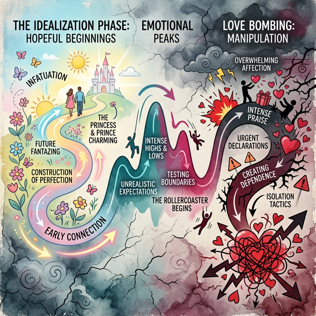 Love Bombing phases and emotional manipulation cycle
